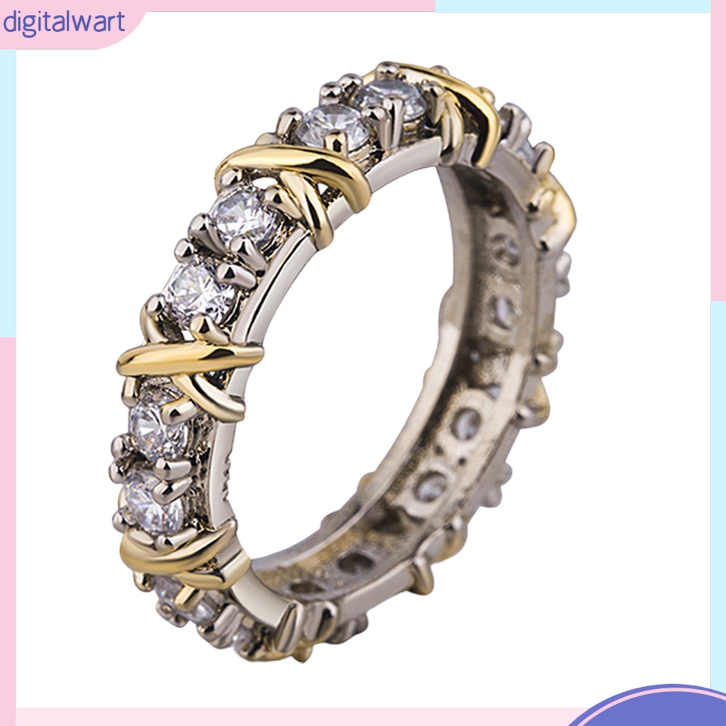 Nhẫn Mạ Bạch Kim Hình Chữ X Đính Đá Xinh Xắn Cho Nữ