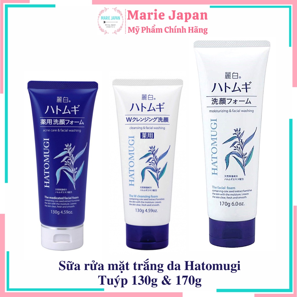 Sữa rửa mặt Hatomugi ý dĩ dưỡng ẩm trắng da Reihaku Cleansing Facial Foam