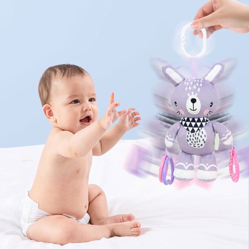 Đồ Chơi Treo Xe Đẩy Em Bé Họa Tiết Hoạt Hình Động Vật Có Chuông Cảm Biến Dễ Thương