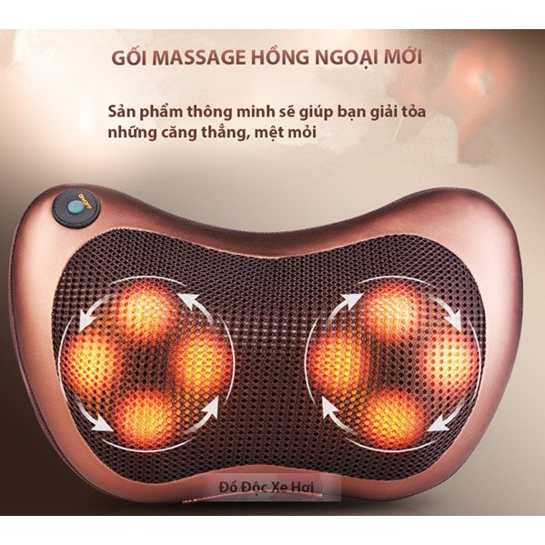 Gối Massage Hồng Ngoại 8 Bi 2 Chiều Cao Cấp  - Máy, Gối Mát Xa Cổ Vai Gáy Công Nghệ Nhật Bản