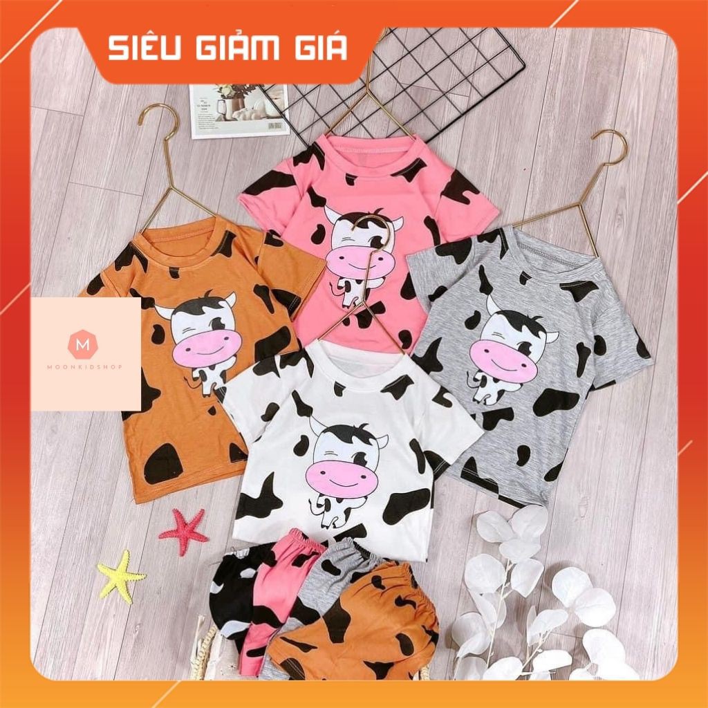 Đồ Bộ Cho Bé🐮Họa Tiết Bò Sữa🐮Bộ cộc tay MinKy Mom chất liệu COTTON 100% dành cho bé trai bé gái từ 6-19k