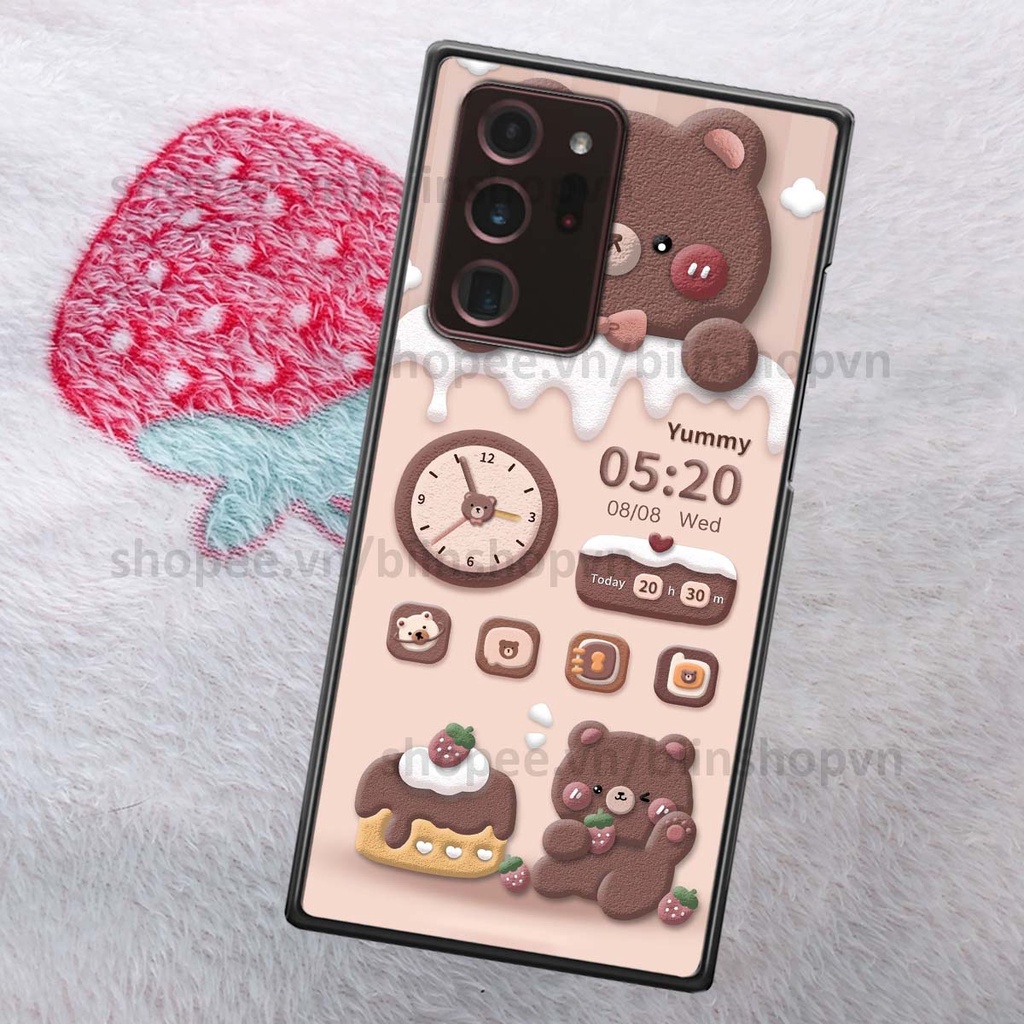 Ốp Samsung Note 20 Ultra in 3D icon gấu nổi siêu xinh, siêu đáng yêu, cá tính phong cách