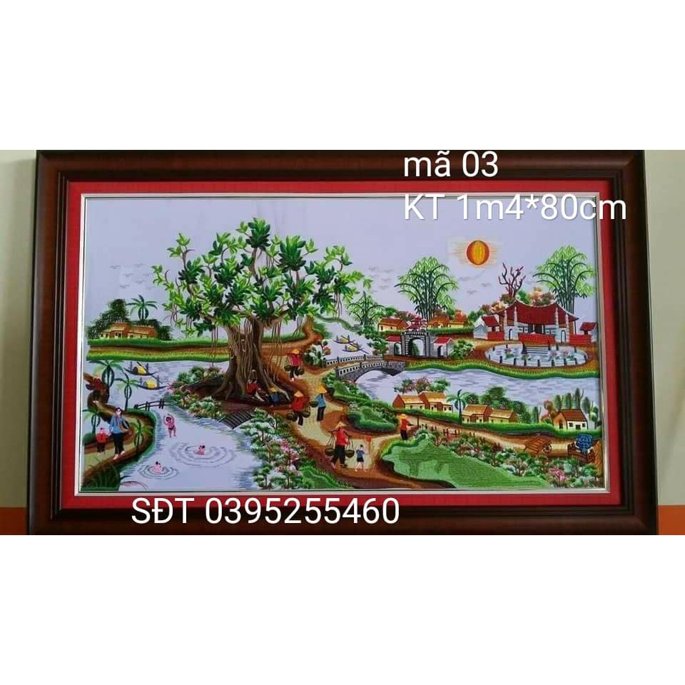 Tranh thêu Phòng cảnh đồng quê thêu sẵn 140x80cm