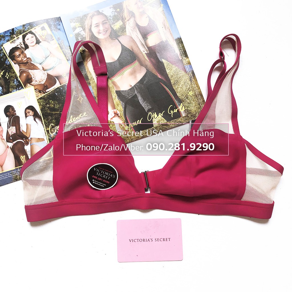 (Bill Mỹ size S) Áo lót 107 Luxe Lingerie, Wicked Rose, màu hồng phối lưới mềm mịn - Victoria's Secret USA