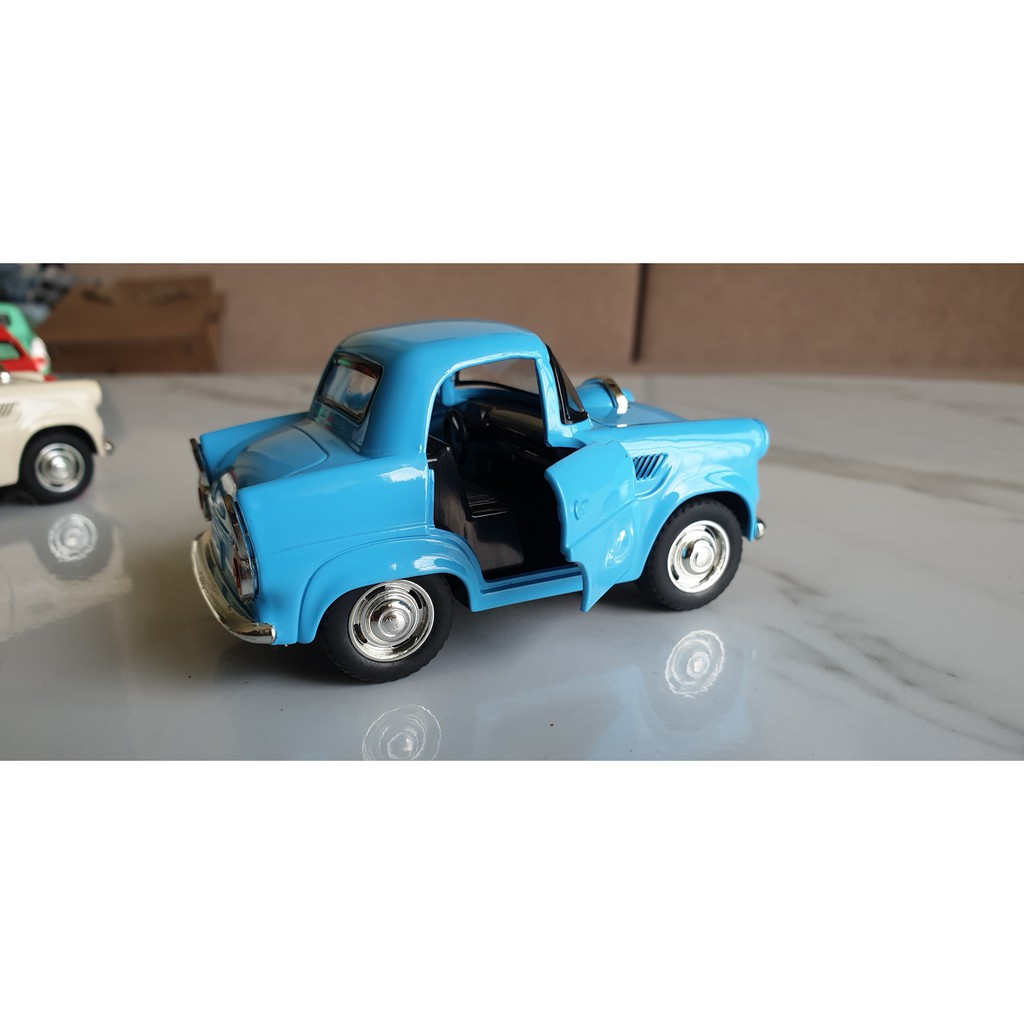 Xe mô hình đồ chơi ô tô 2 chỗ phong cách cổ điển, chất liệu kim loại chạy cót có led phát sáng (màu ngẫu nhiễn)