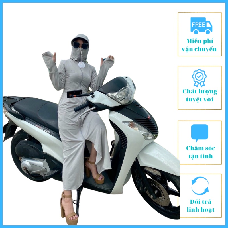 Áo Chống Nắng Nữ Dáng Dài Liền Thân 2 L ớp Áo Chống Nắng Dài Tay 17