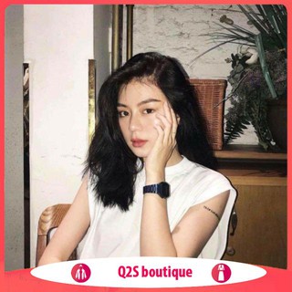 Áo Tank Top Thêu Tim Basic Cực Chất TRẮNG CỔ TRÒN