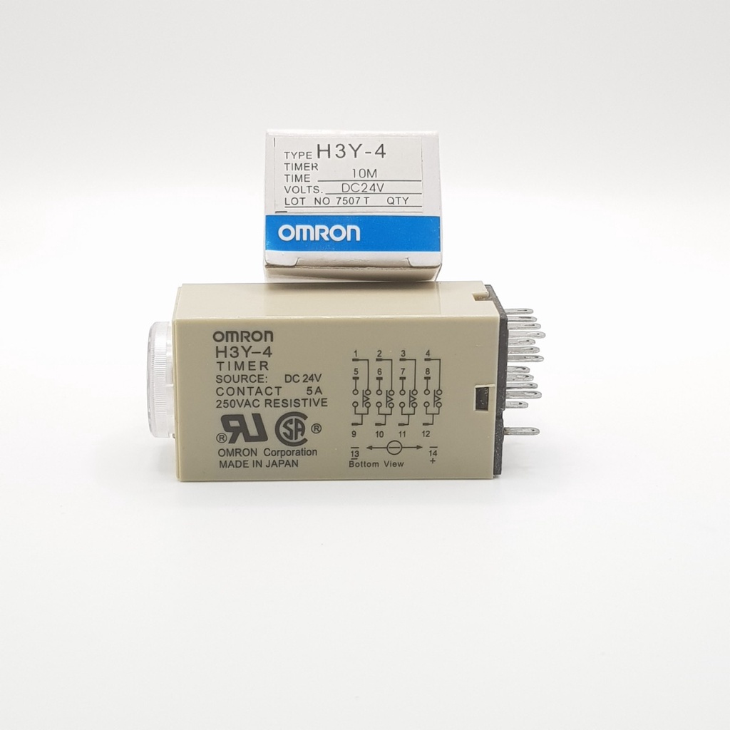 Rơ le 24V 10 Phút, Relay thời Gian Timer Omron H3Y-4 14P 24V, H3Y-4, rơ le thời gian