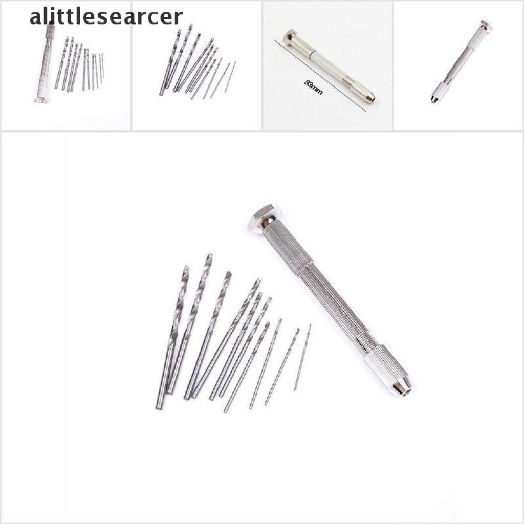 Máy Khoan Cầm Tay Mini Bằng Nhôm + 10 Mũi Khoan Xoắn Ốc Chuyên Dụng Làm Đồ Gỗ