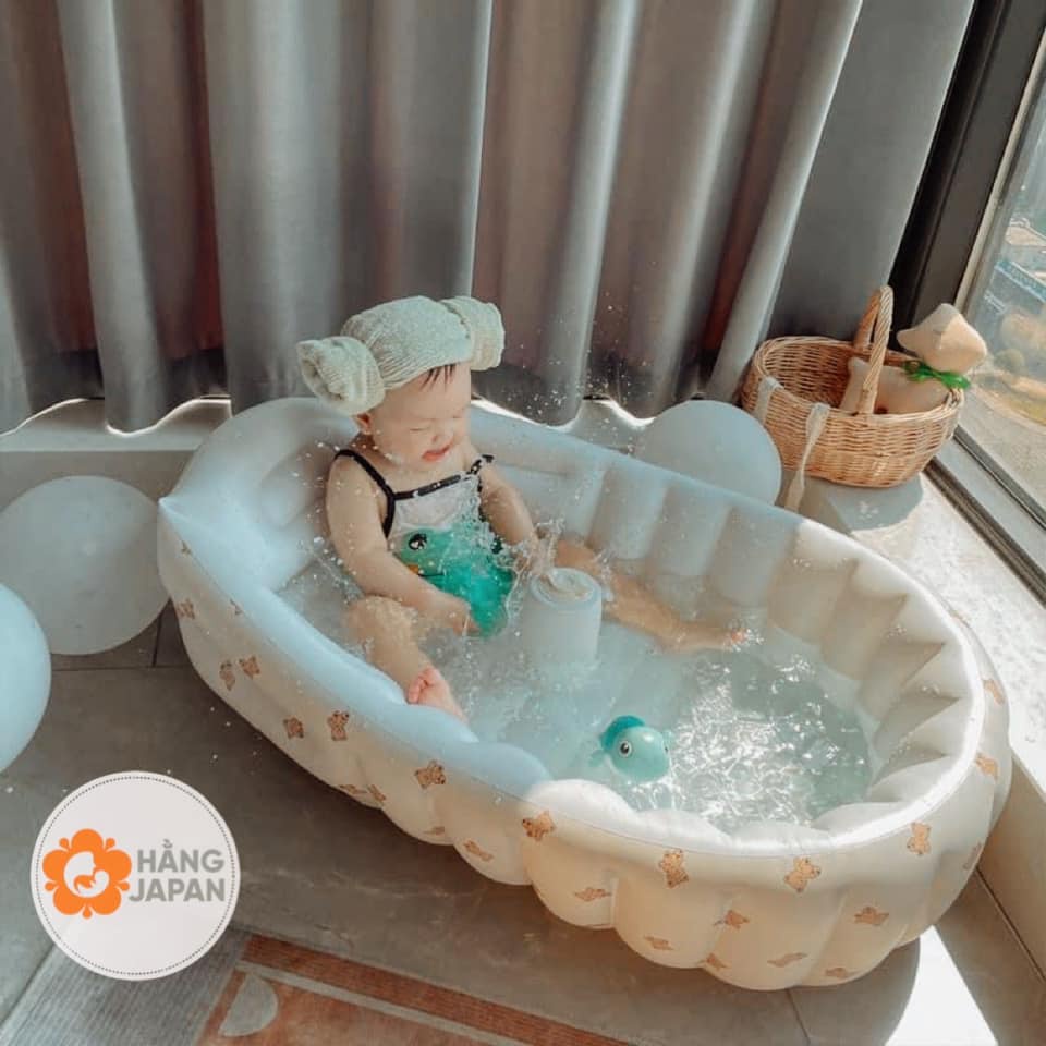Chậu tắm phao Umoo UM-03113 hình gấu Ở nhà, du lịch, đi biển đi chơi đều dùng được