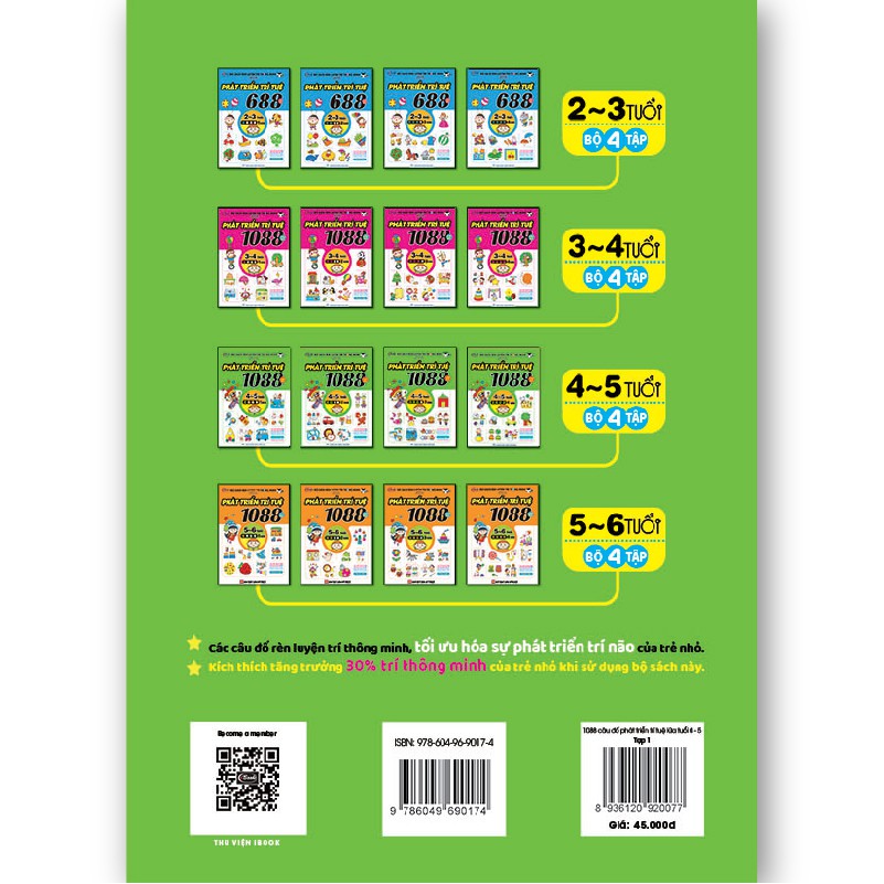 Sách thiếu nhi - 1088 CÂU ĐỐ PHÁT TRIỂN TRÍ TUỆ cho bé 4-5 tuổi - 1 sao | BigBuy360 - bigbuy360.vn