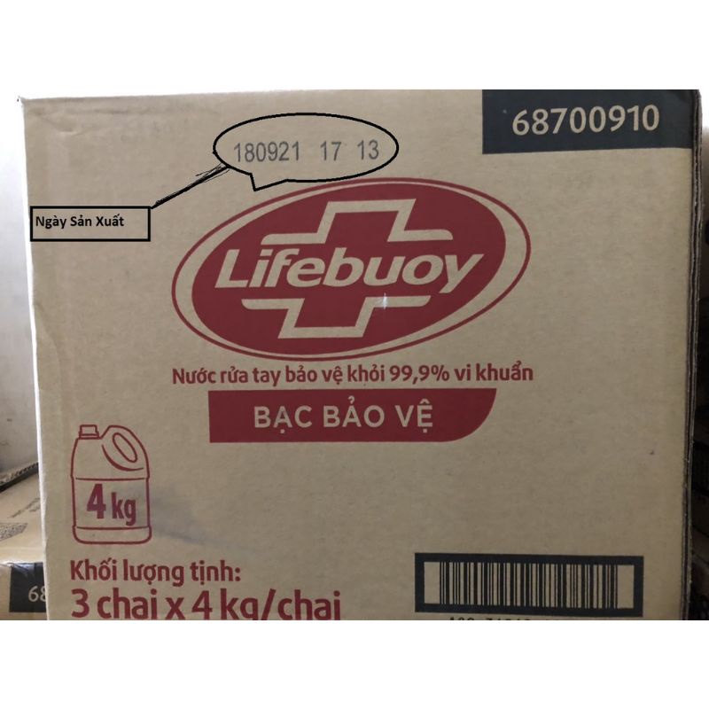 Nước rửa tay Lifebuoy Chuyên dụng Bảo vệ vượt trội  (Đỏ) 4KG (MẪU MỚI)