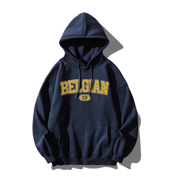 Áo Hoodie Fom Rộng BELGIAN Phối Mũ Trùm Đầu Mùa Đông Ấm Áp, Nỉ Ngoại Siêu Dày Dặn In 3D Mã GAREM