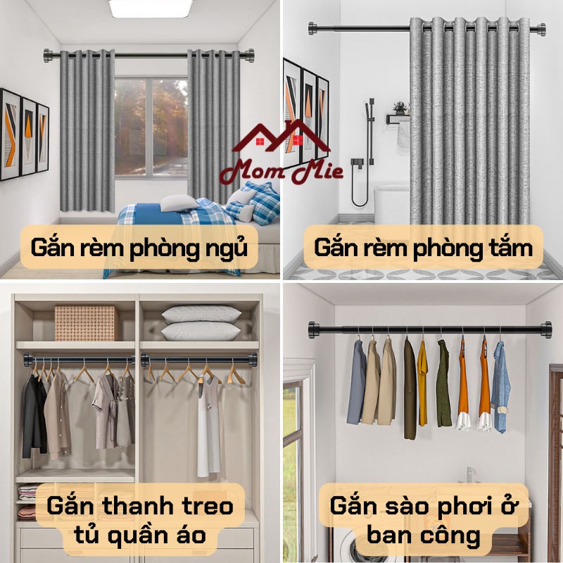 [Cao cấp] Thanh treo rèm inox không khoan tường kích thước sử dụng 40 - 85cm - G007