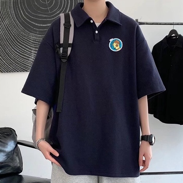 Áo Thun Polo Màu Trơn Size Lớn Phong Cách Hàn Quốc Thời Trang Cho Nam