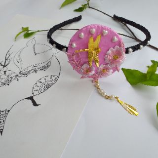 Cài tóc Hanbok Hồng Hoa Thêu