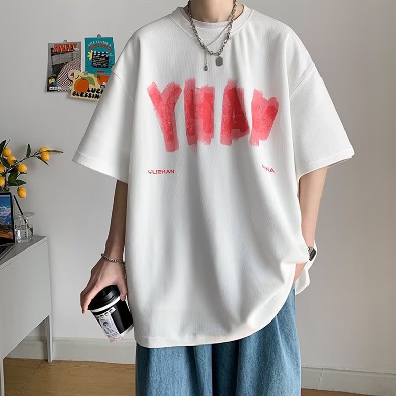 Áo Thun Tay Ngắn Dáng Rộng In Chữ Phong Cách Hip Hop Nhật Bản Thời Trang Mùa Hè Cho Nam Và Nữ size M-8XL