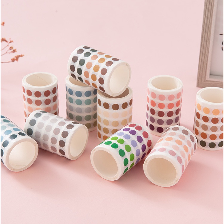 Cuộn Băng Dán Chấm Bi Màu Gradient Trang Trí Sổ Tay