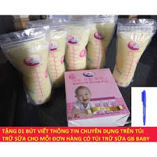 Hộp 50 túi trữ sữa GB BABY Hàn quốc 250ml, túi đựng sữa cho bé,  ( tặng kèm bút ghi thông tin )