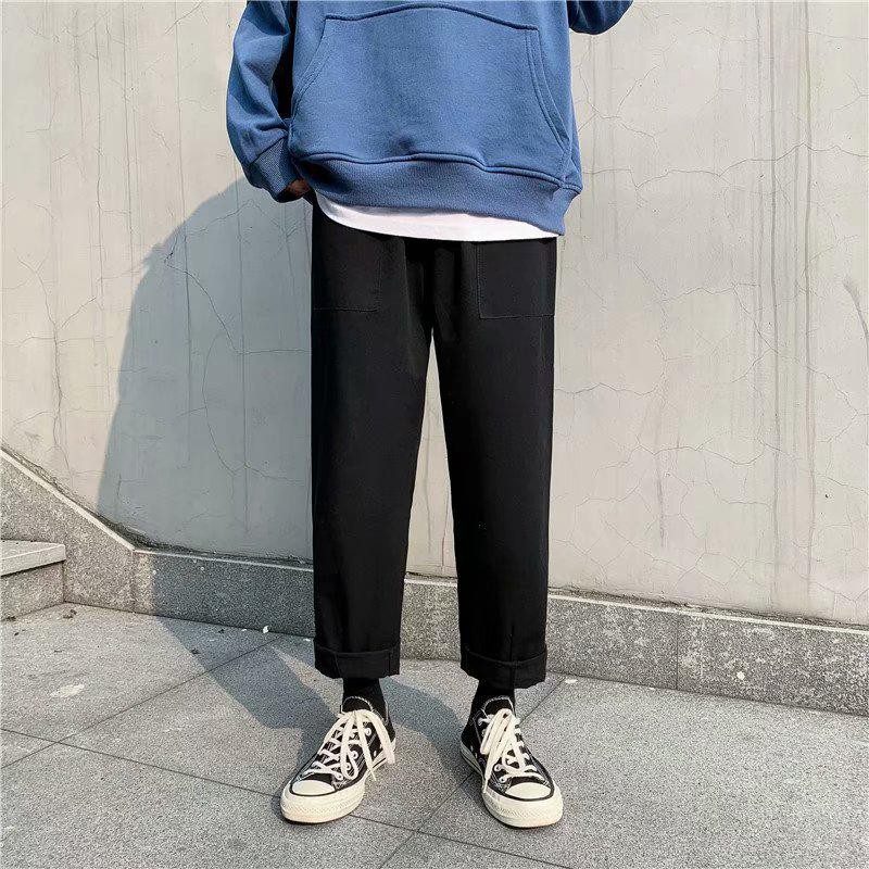 Quần Jogger Cotton Ống Bó Dáng Suông Rộng Phong Cách Hàn Quốc Thời Trang Cho Nam