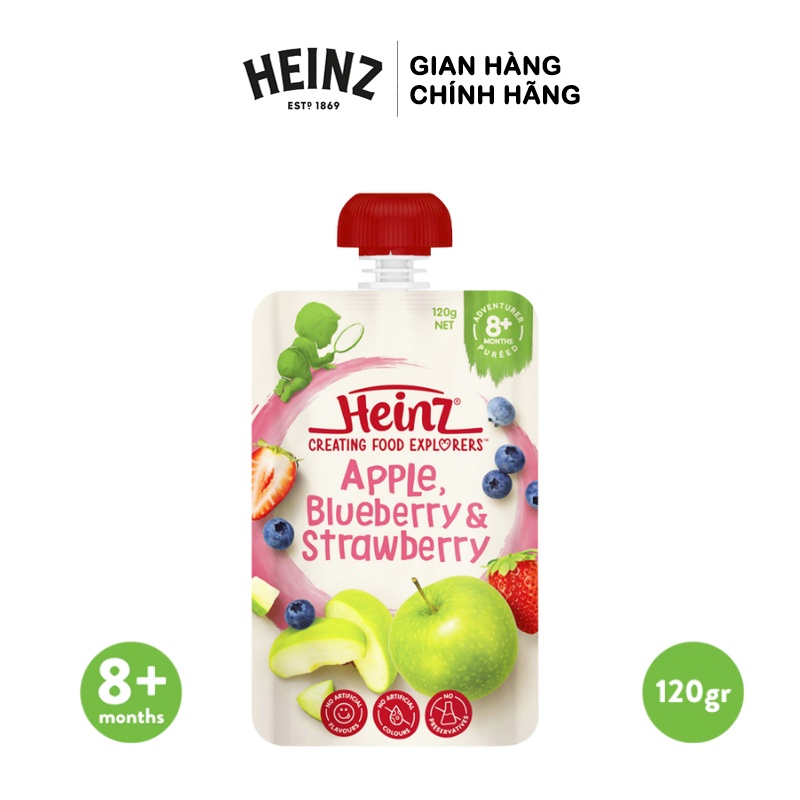 HSD 22 11 2023Túi Táo, Dâu Và Việt Quất Nghiền HEINZ 120g