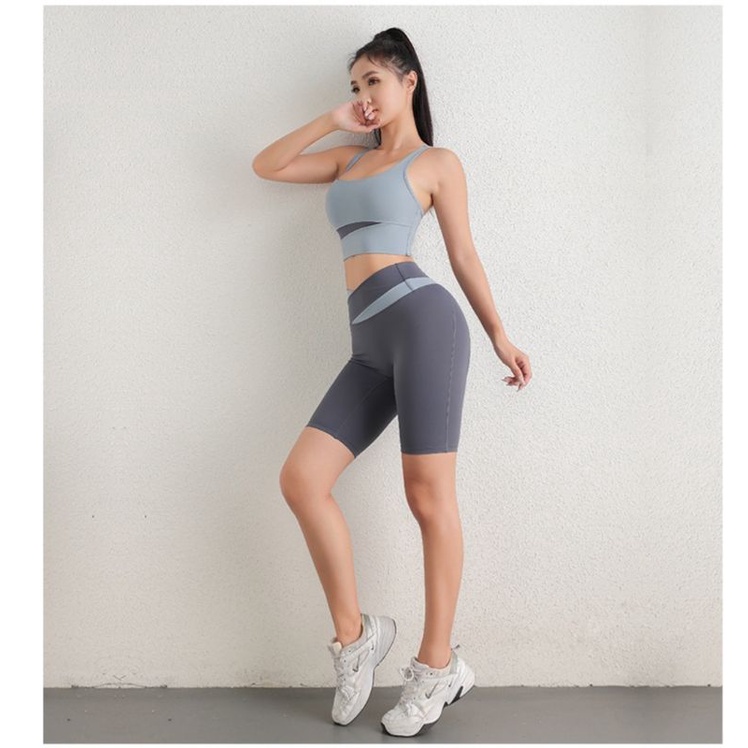 Bộ quần áo tập gym yoga thể thao nữ vải cao cấp bộ đùi ngố