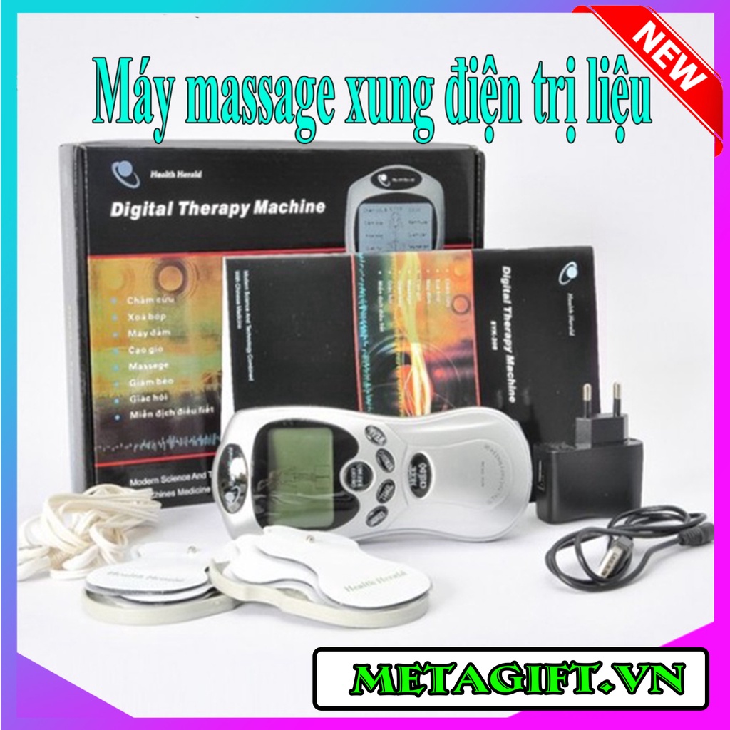 Máy massage xung điện trị liệu 4 miếng dán, mát xa châm cứu đấm bóp bấm huyệt lưng cổ vai gáy