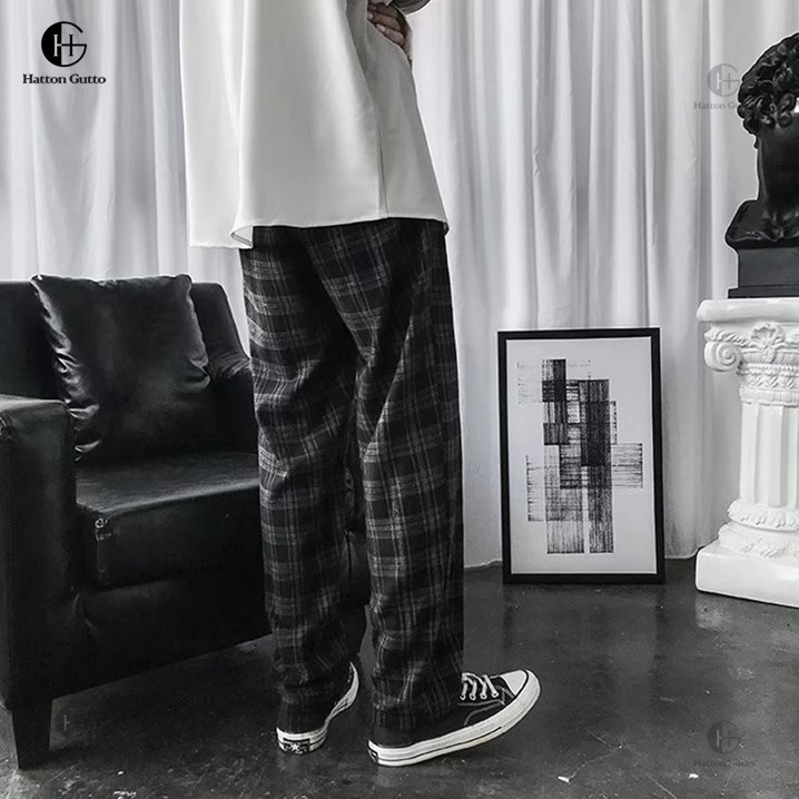 Hatton Gutto Quần Dài Nam Ca Rô Ca Rô Seluar Lelaki