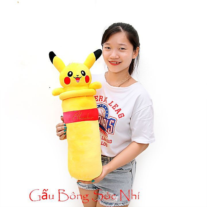 Gấu bông gối ôm hình Pikachu dễ thương sz 80cm