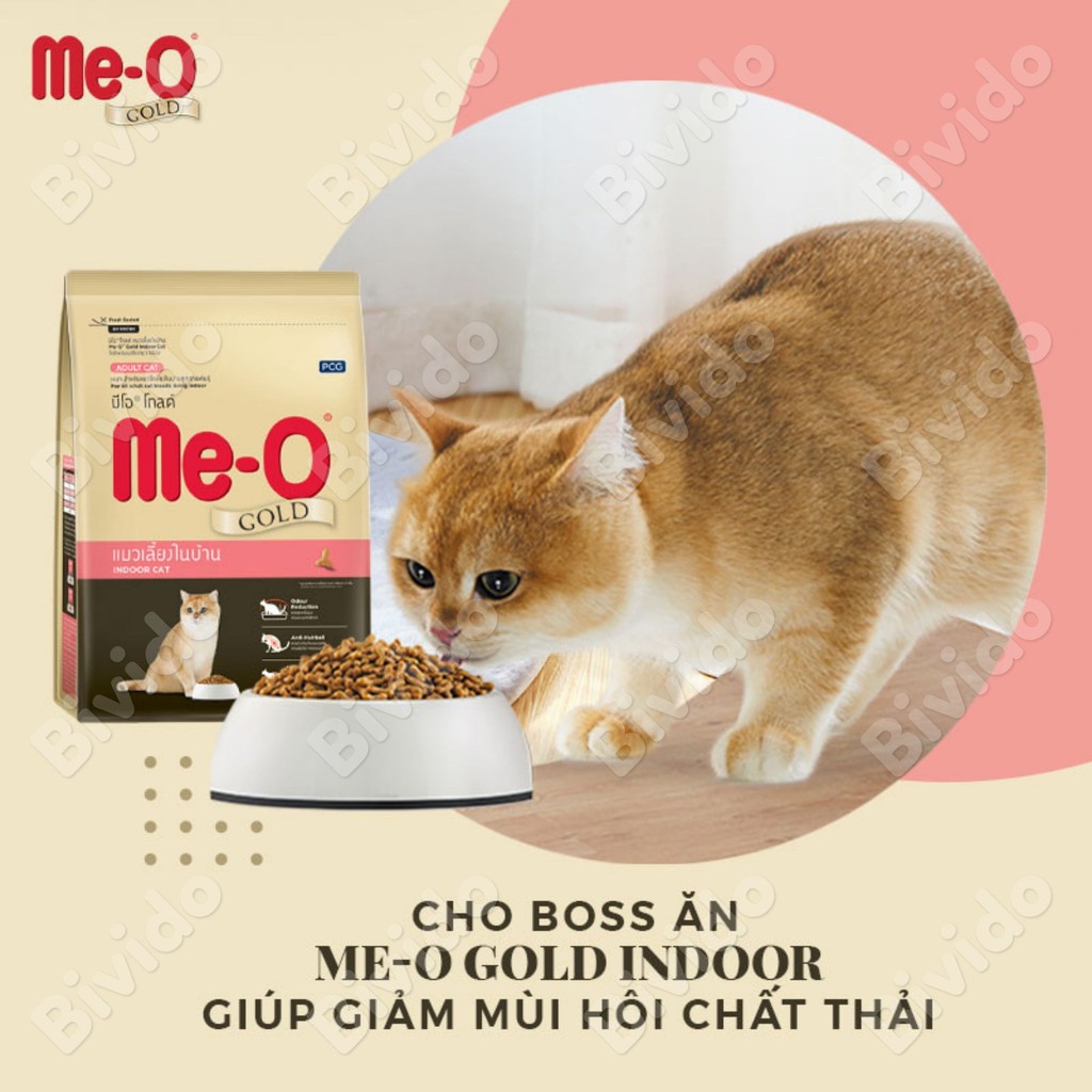 Thức ăn cho mèo Me-O Gold Indoor chống búi lông, giảm mùi phân túi 400g - Bivido