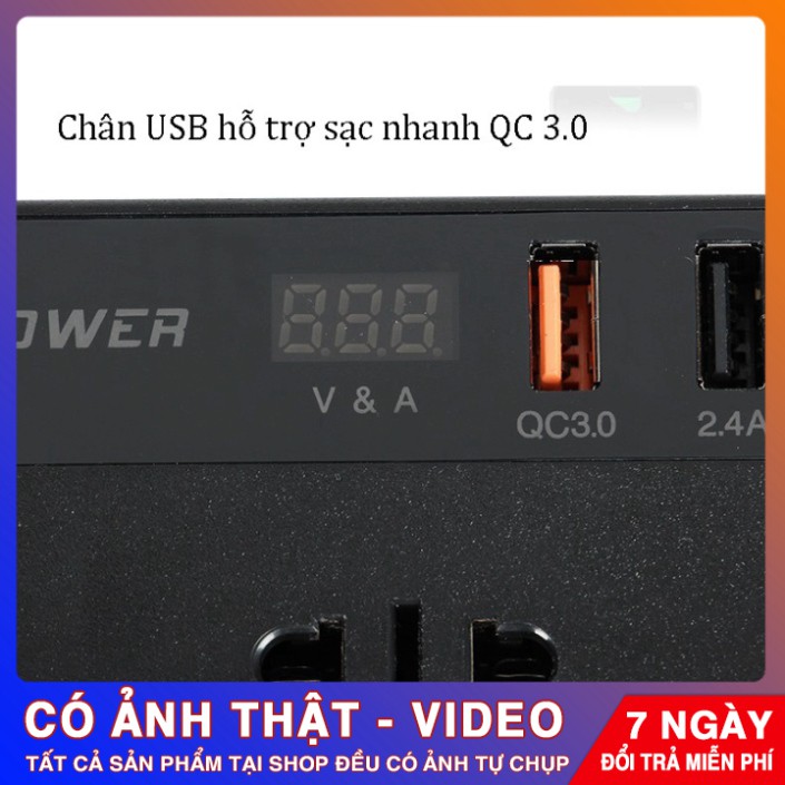 Bộ chuyển điện 12v thành 4 USB và 2 ổ cắm 220v 150w hỗ trợ sạc USB nhanh 3.0