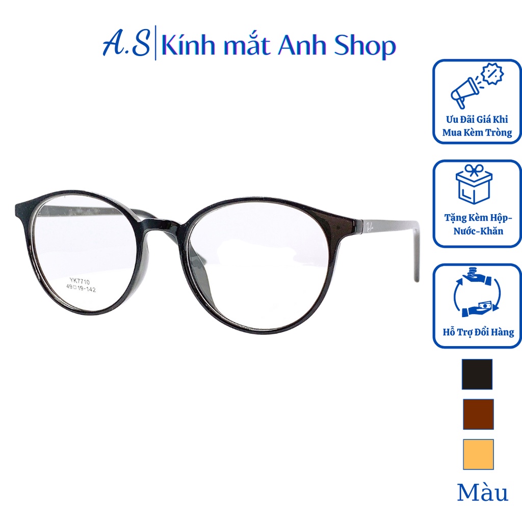 Kính Tròn nhựa dẻo kính thời trang chất liệu nhựa dẻo cứng cáp lõi kim loại đeo bền 7710