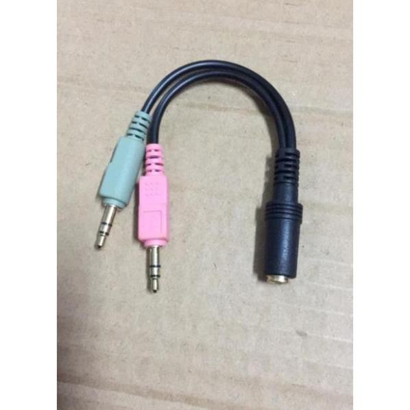 Giắc gộp tai nghe và mic ra jack cổng 3.5mm âm, chuyển đổi 2 cổng máy tính thành 1 cổng tai nghe điện thoại