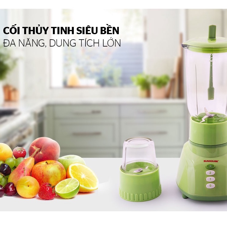 Máy xay sinh tố mini cầm tay đa năng Sunhouse SHD5112 350W 1 lít 2 tốc độ 2 cối xay linh hoạt - HAPOS