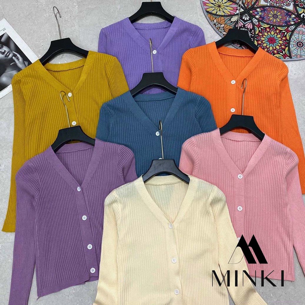 ÁO CARDIGAN LEN CÚC TRẮNG - LEN CAO CẤP CO GIÃN SIÊU TỐT - MÀU XANH/ HỒNG/ TRẮNG