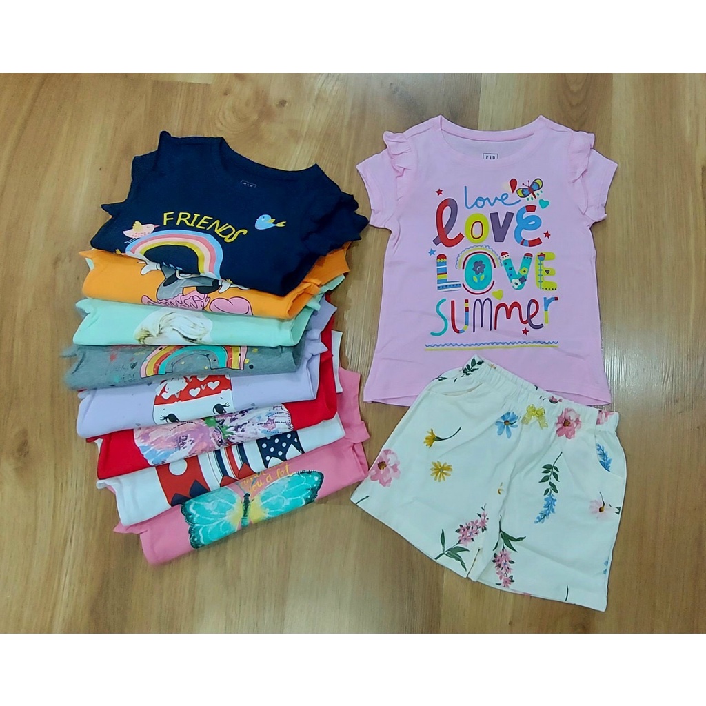 Đồ bộ ngắn tay viền bèo GAP bé gái 1-5T nhí