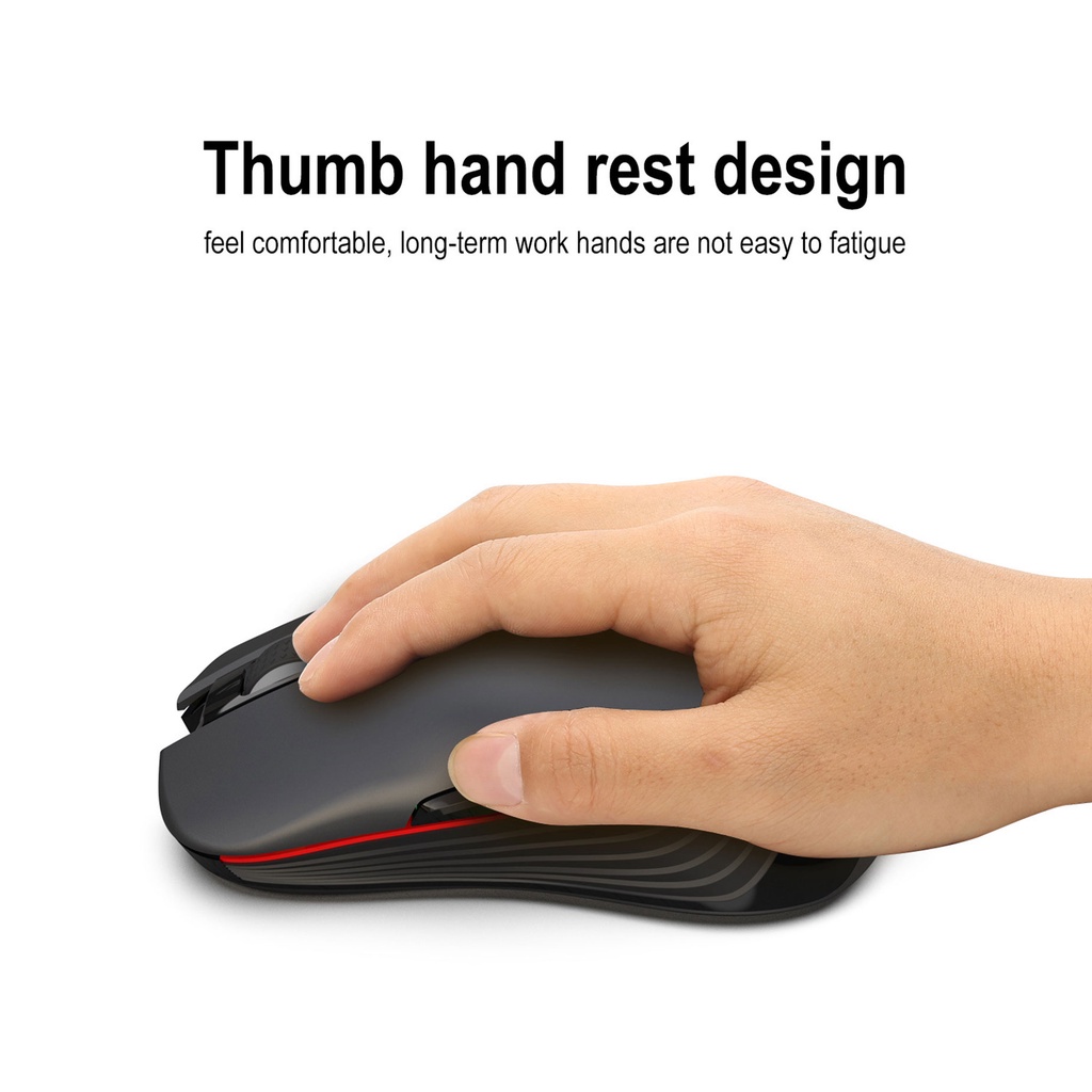 Chuột không dây chơi game HXSJ T30 Wireless 2.4GHz (USB &amp; TYPE C) DPI 2400 cho laptop, văn phòng gaming- Hàng Chính Hãng
