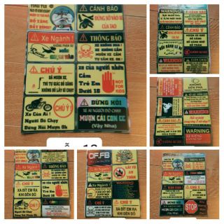 Decal,tem cảnh báo mini dán xe