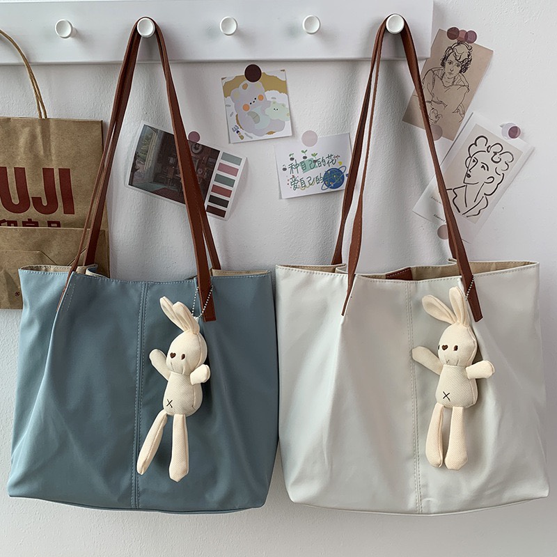 Túi Vải Canvas Đeo Vai Thiết Kế Đơn Giản Thời Trang Theo Phong Cách Nhật Bản Cho Nữ