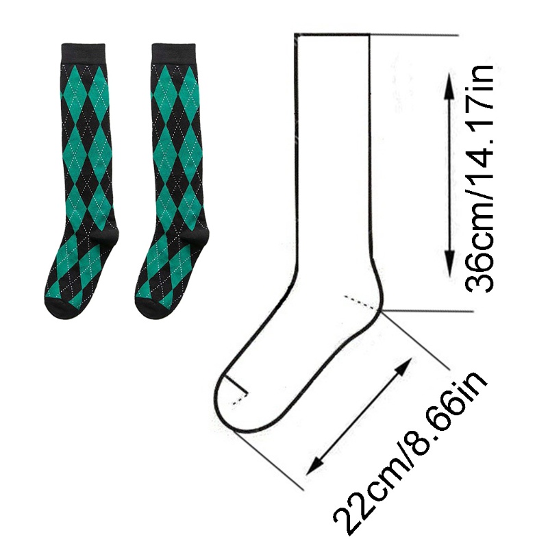 Vớ Cotton Cổ Cao Qua Gối In Họa Tiết Kim Cương Màu Sắc Tương Phản Phong Cách Preppy Nhật Bản Thời Trang Mùa Thu Cho Nữ
