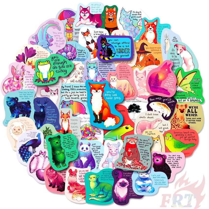 ❉ Colorful Animal Healing English Slang Series 03 Stickers ❉ 50Pcs/Set Waterproof DIY Fashion Decals Doodle Stickers