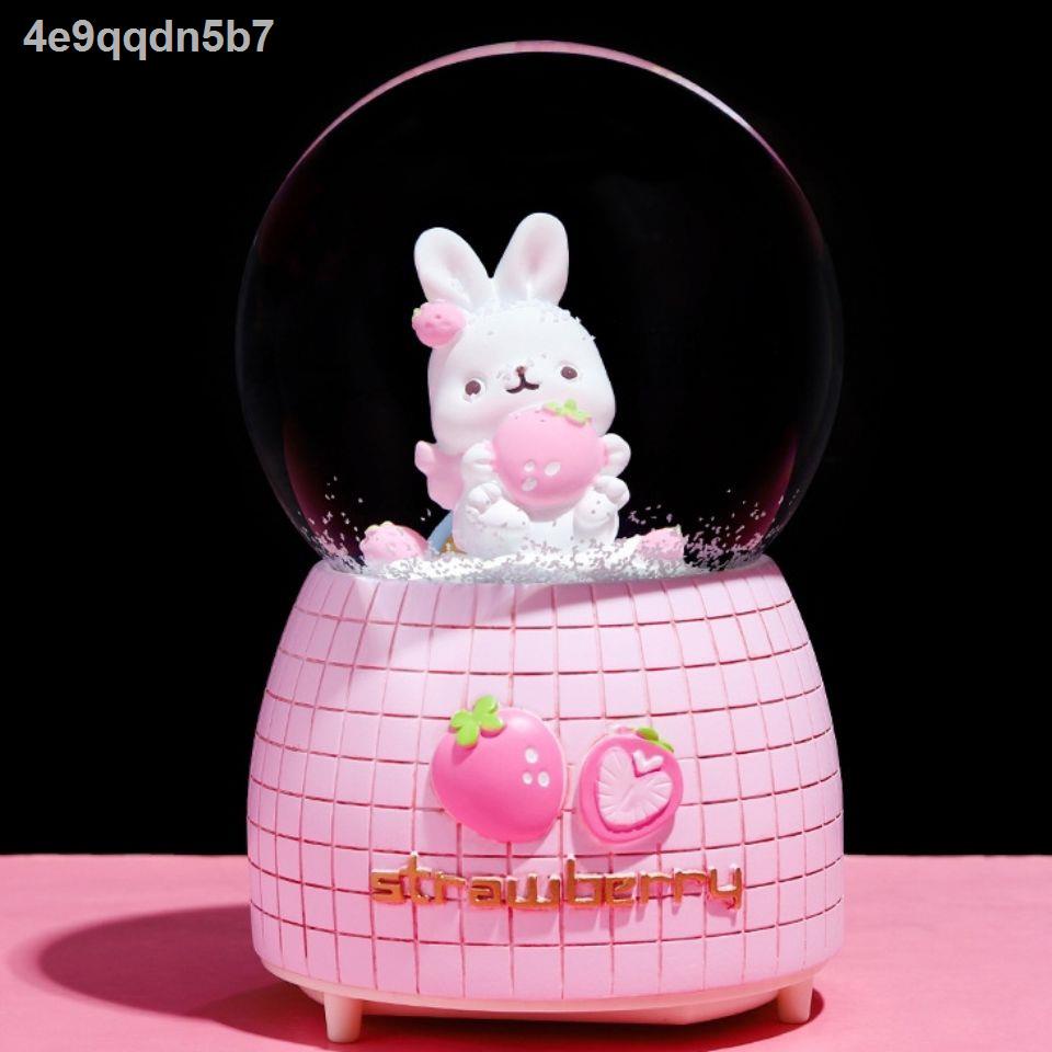 ◙Sáng tạo Đèn lồng Nổi Bông tuyết Dâu tây Cà rốt Bunny Thủy tinh Quả cầu pha lê Hộp âm nhạc Cô gái Quà tặng sinh nhật tr