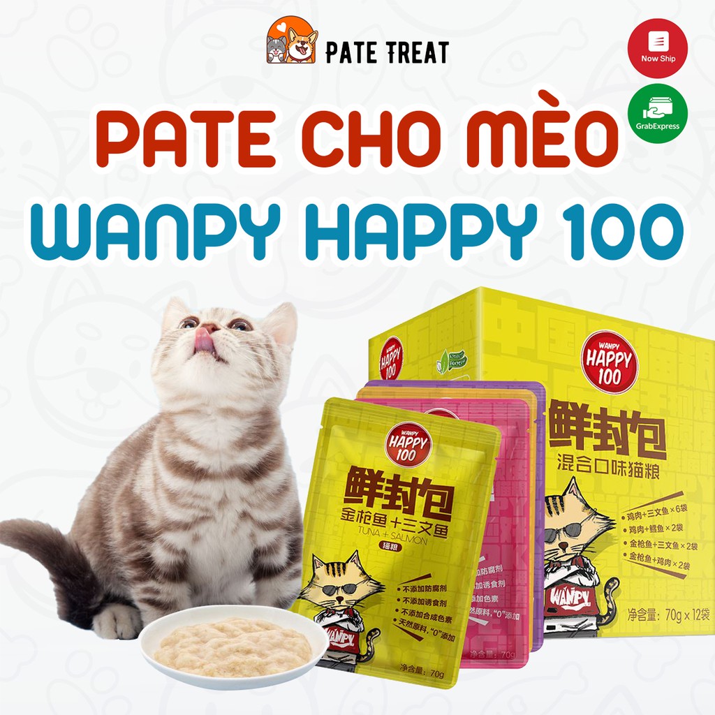 Pate Wanpy Happy 100 Cho Mèo Gói 70gram PATE TREAT Thức Ăn Cho Chó Mèo Thú Cưng