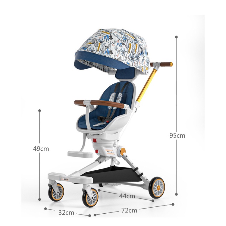 XE ĐẨY 2 CHỀU CAO CẤP GẤP GỌN CÓ CHẾ ĐỘ NGẢ TỰA LƯNG STRONG BOY V22