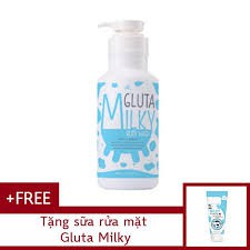 Sữa tắm trắng da Gluta Milky Body Wash 800ml tặng kèm sữa rửa mặt 190g