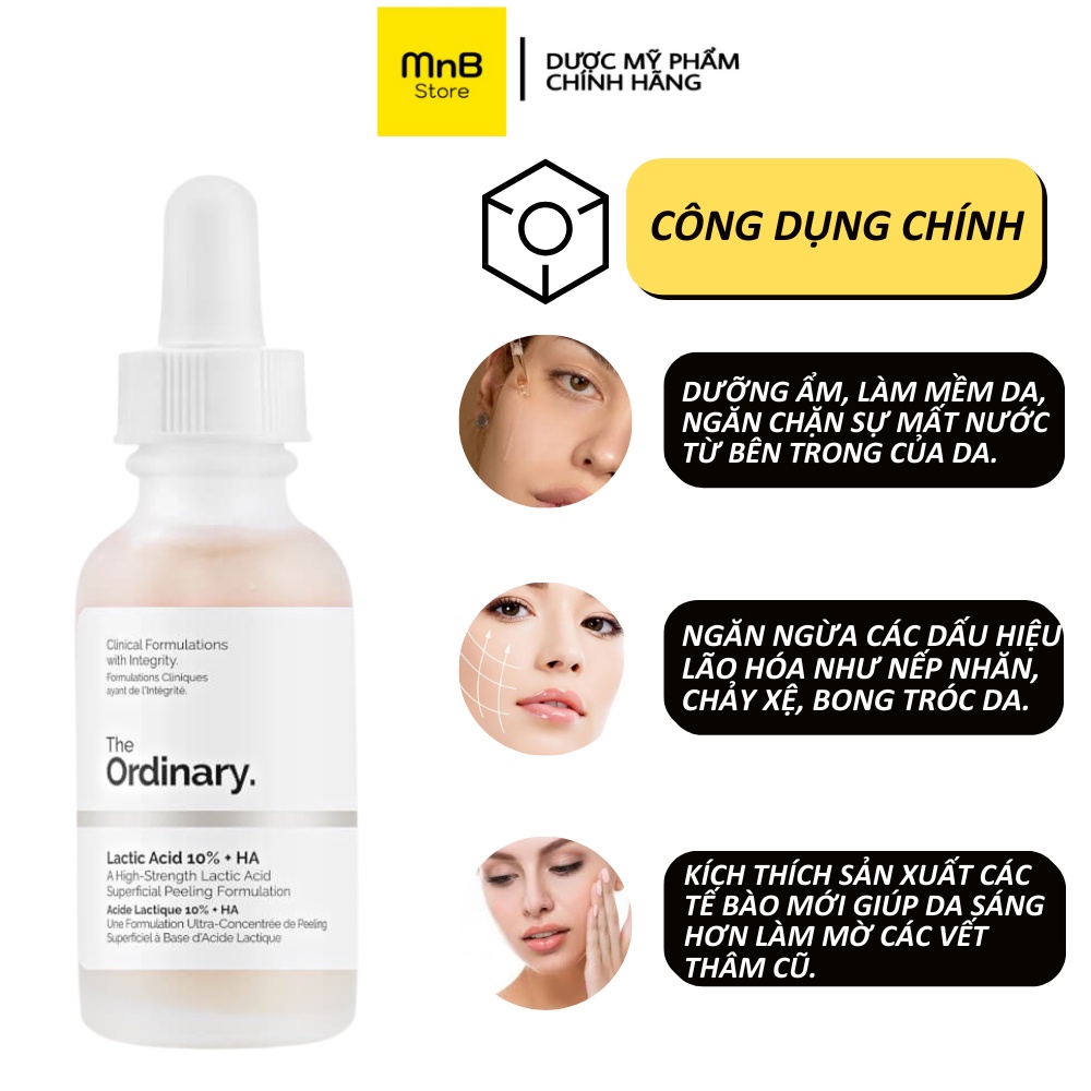 Serum The Ordinary Lactic Acid 10% + HA 2% tinh chất sáng da mờ thâm 30ml