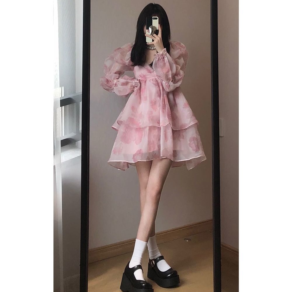 Váy babydoll Đầm Công Chúa Mùa Hè Phong Cách Công Chúa Pháp Siêu Nữ Tính Hợp Thời Trang Mới