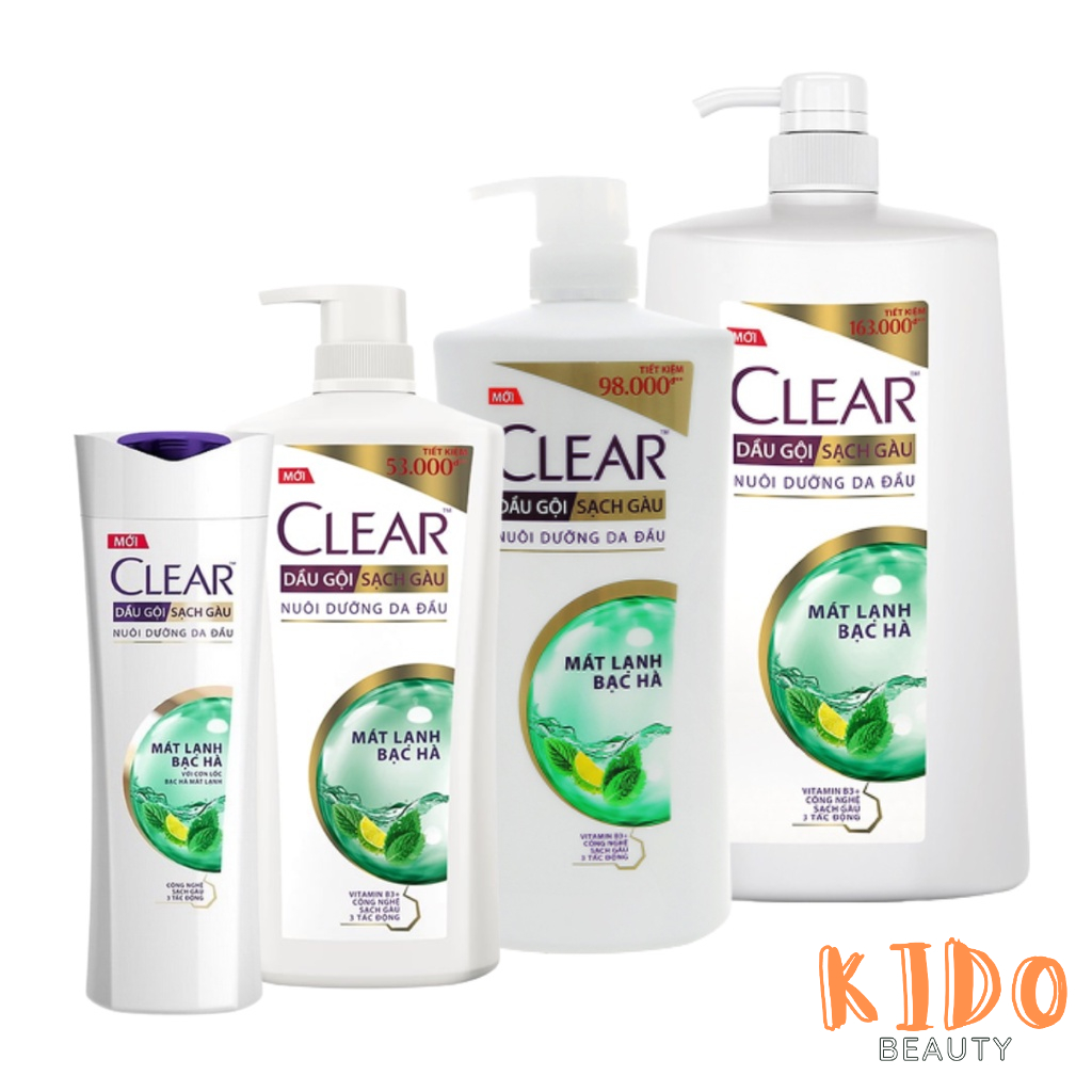 Dầu Gội Sạch Gàu CLEAR Nuôi Dưỡng Da Đầu Mát Lạnh Bạc Hà 170g | 340g | 630g | 900g | 1.4Kg