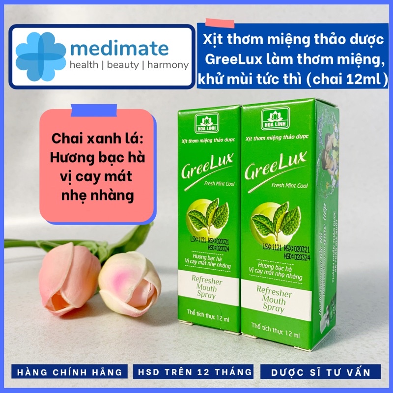 Xịt thơm miệng thảo dược GreeLux thơm miệng tức thì, chăm sóc răng miệng (chai 12ml)