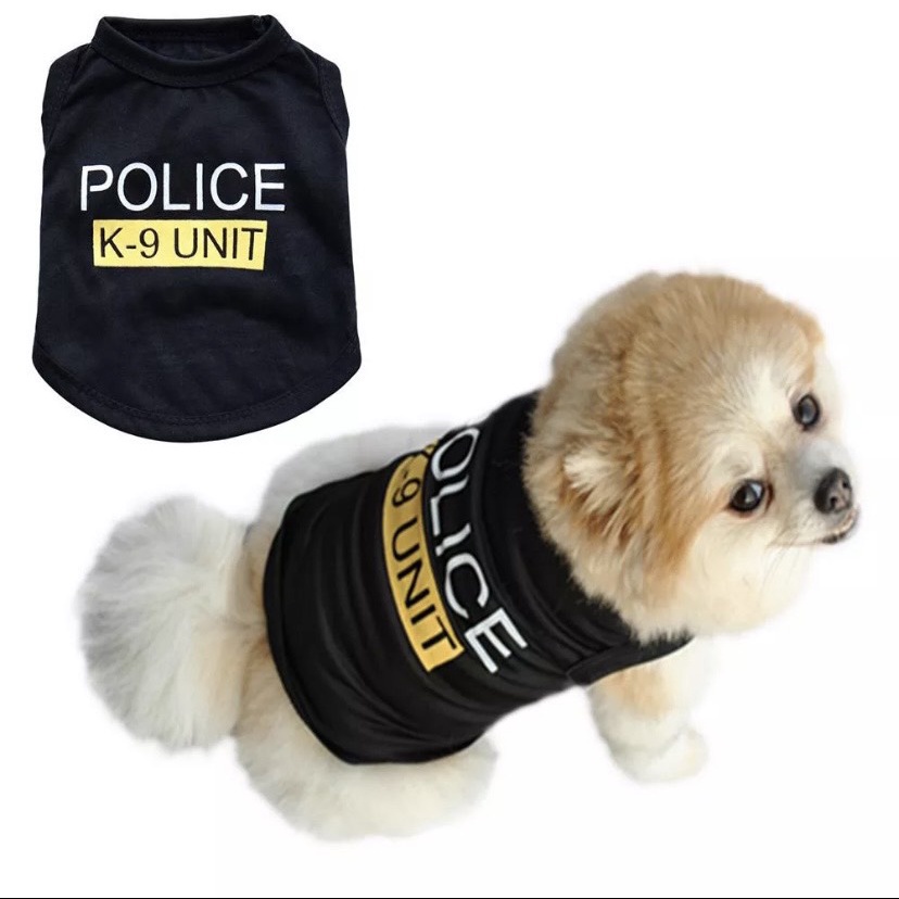 Quần áo chó mèo áo thun cảnh sát phù hợp mặc mùa hè cho chó mèo